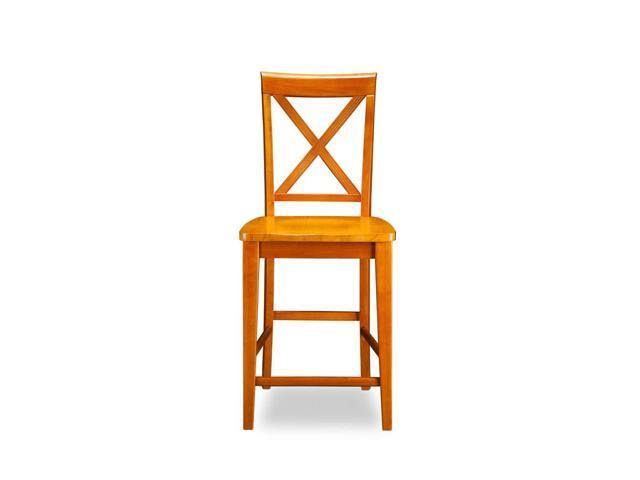 Caramel Latte Wood Seat Pub Chairs Set of 2 E529