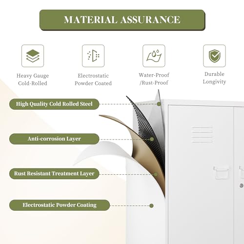 White 5 Tier Metal Storage Cabinet with 2 Doors and 4 Adjustable Shelves X992150
