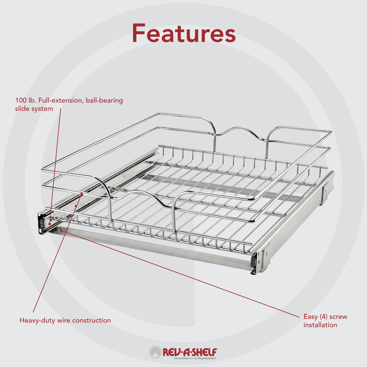 Single Kitchen Cabinet Pull Out Wire Basket M819