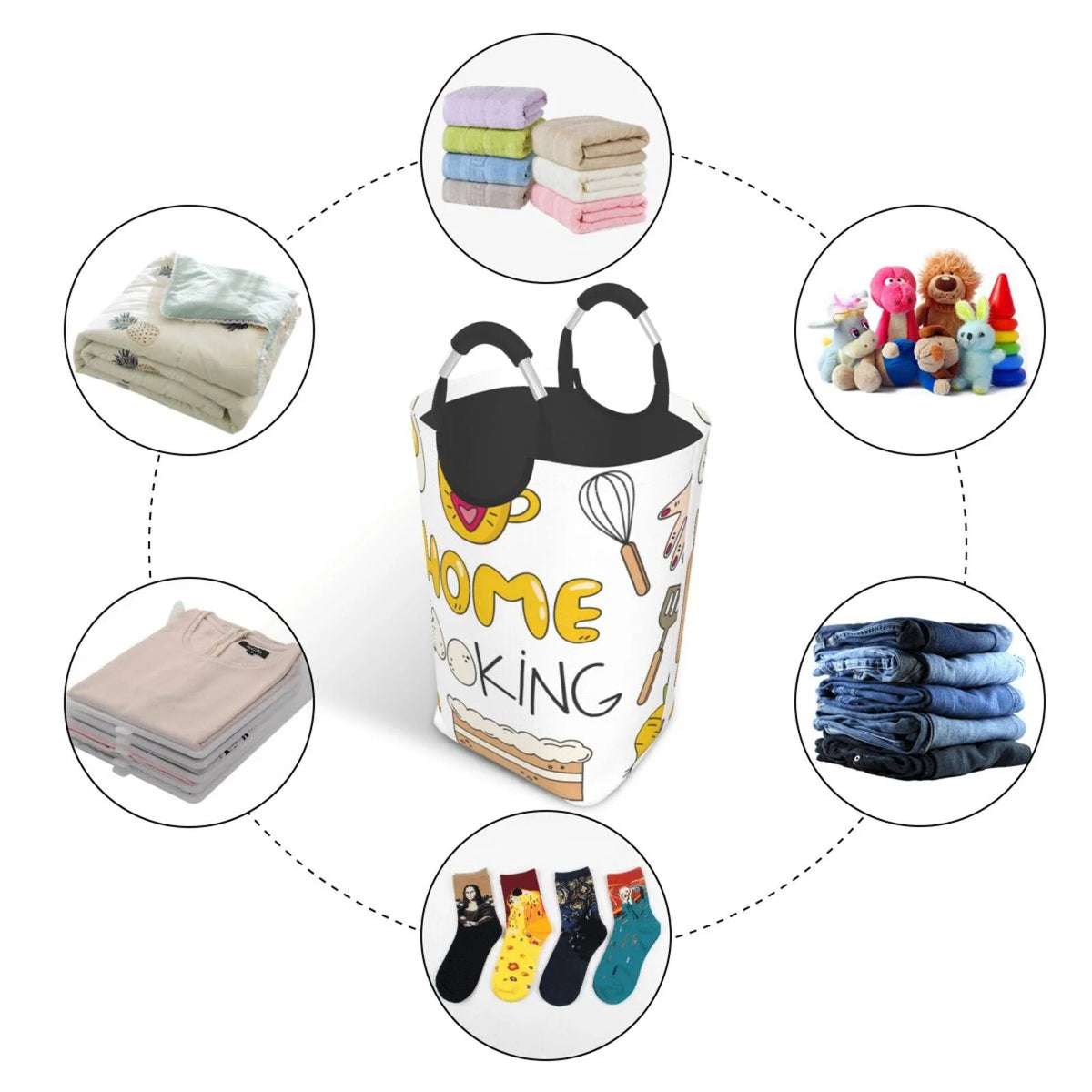 Large Canvas Fabric Collapsible Laundry Hamper L655651