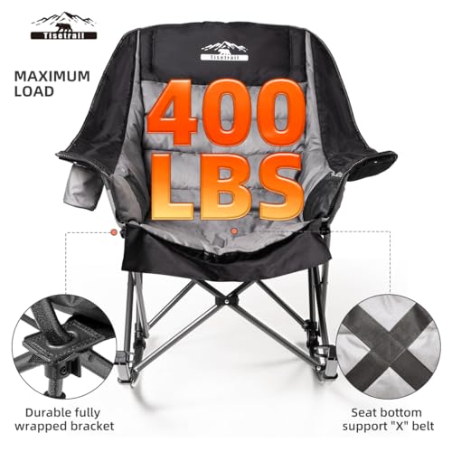 Oversized Padded Camping Chair with Cup Holder, Blue & Gray Q338354