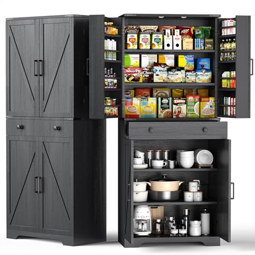 Brown 72" Tall Storage Cabinet with 6 Adjustable Shelves B721649