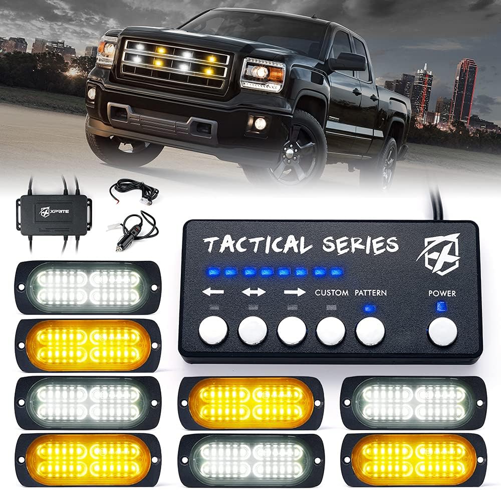 Amber White Surface Mount Strobe Lights Kit 8PCS E131638