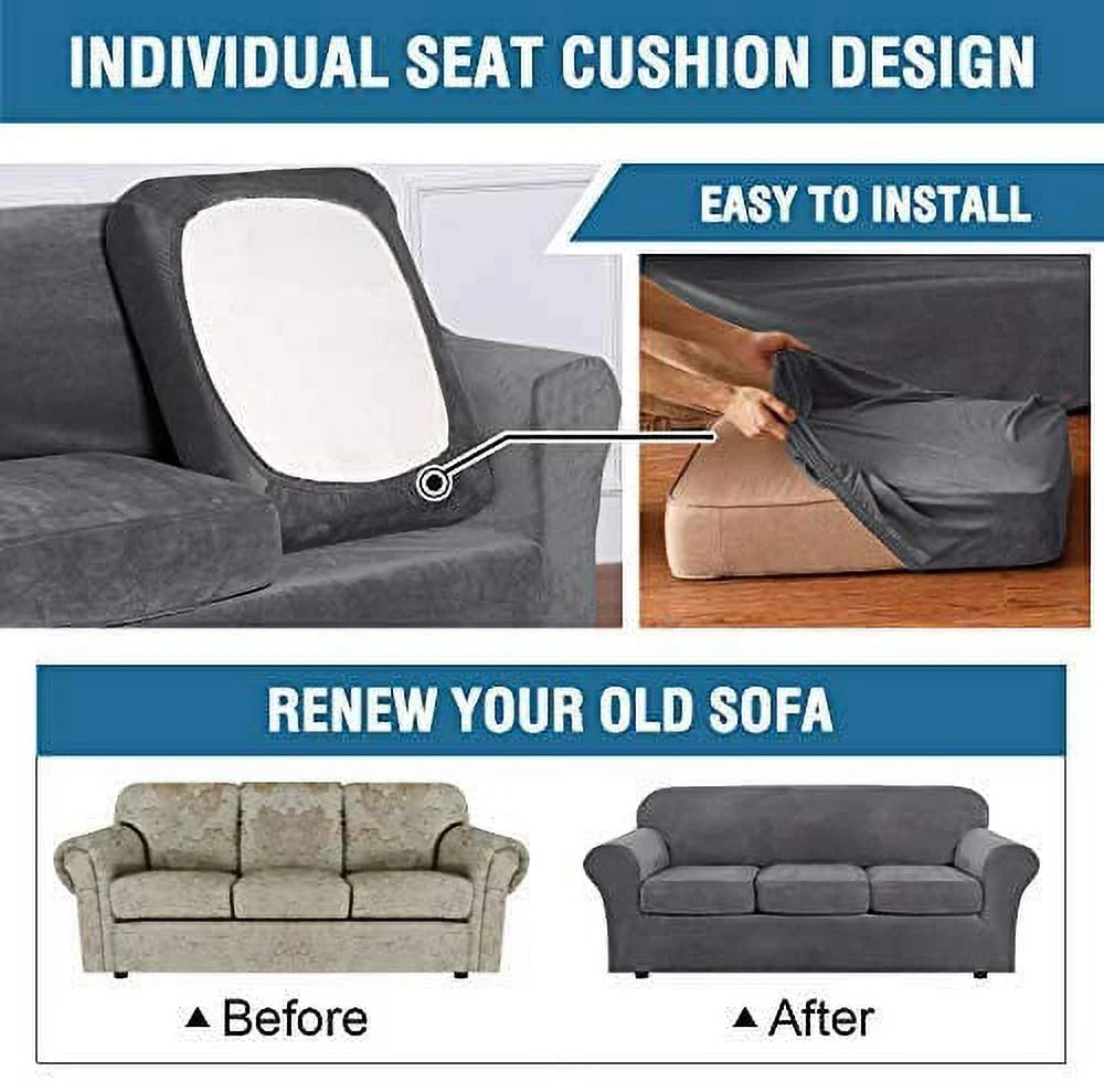 Gray Polyester Loveseat Slipcover Q9312