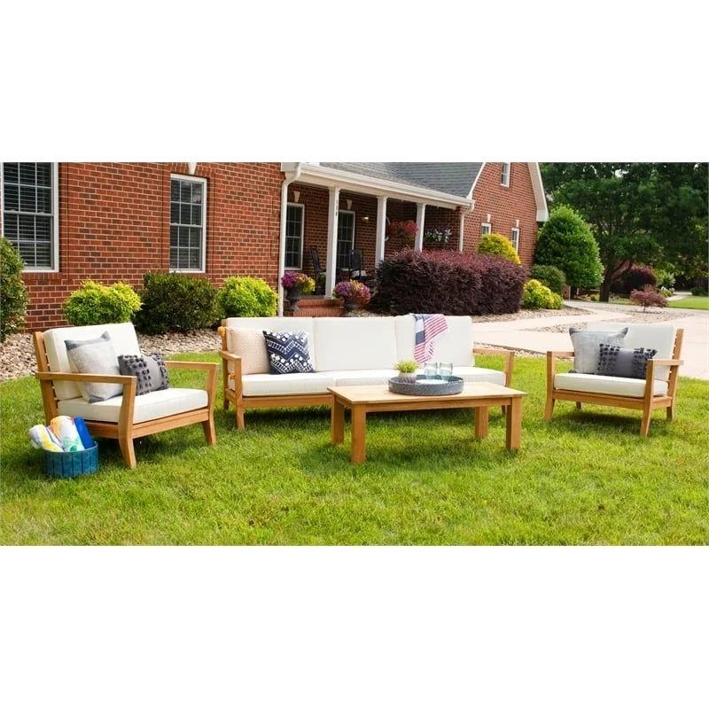 Contemporary Wood Outdoor Coffee Table H219624