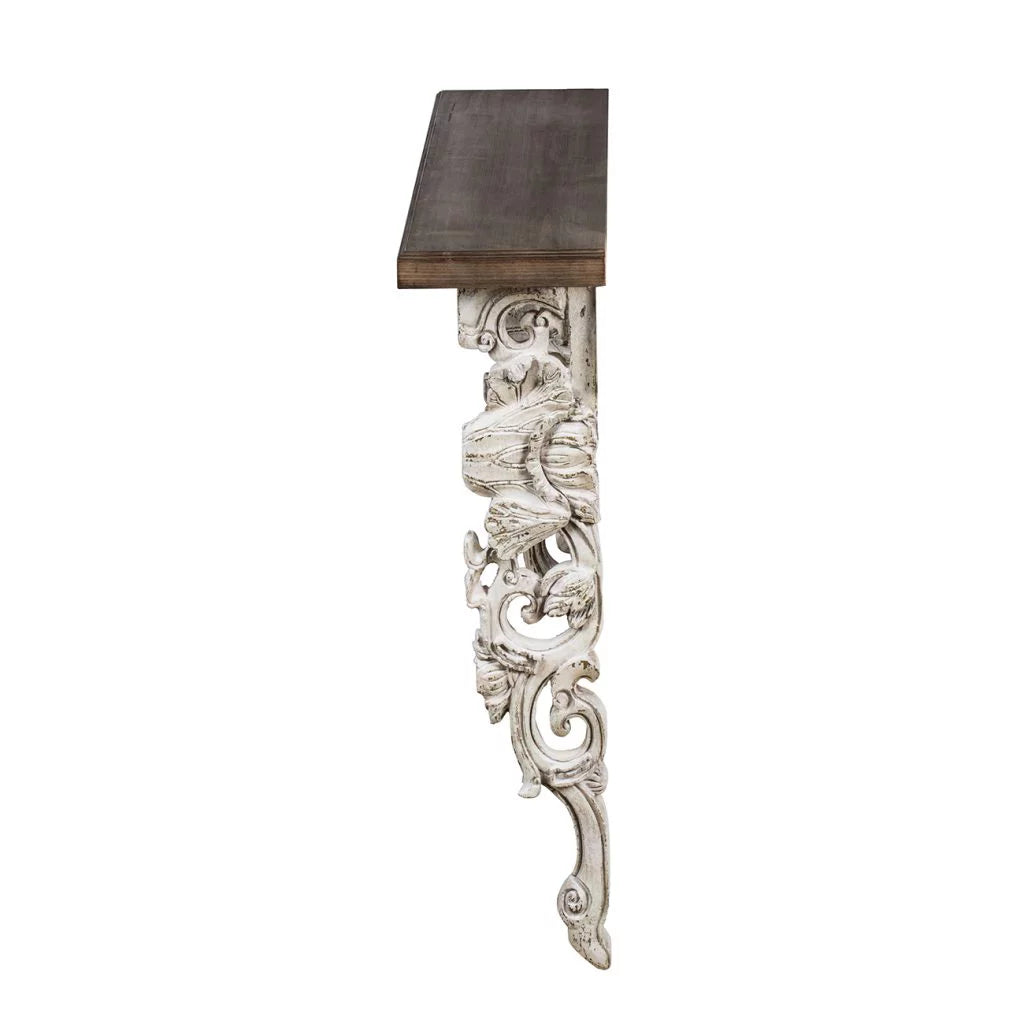 White and Brown Abstract Patterned Wall Mount Shelf M36743