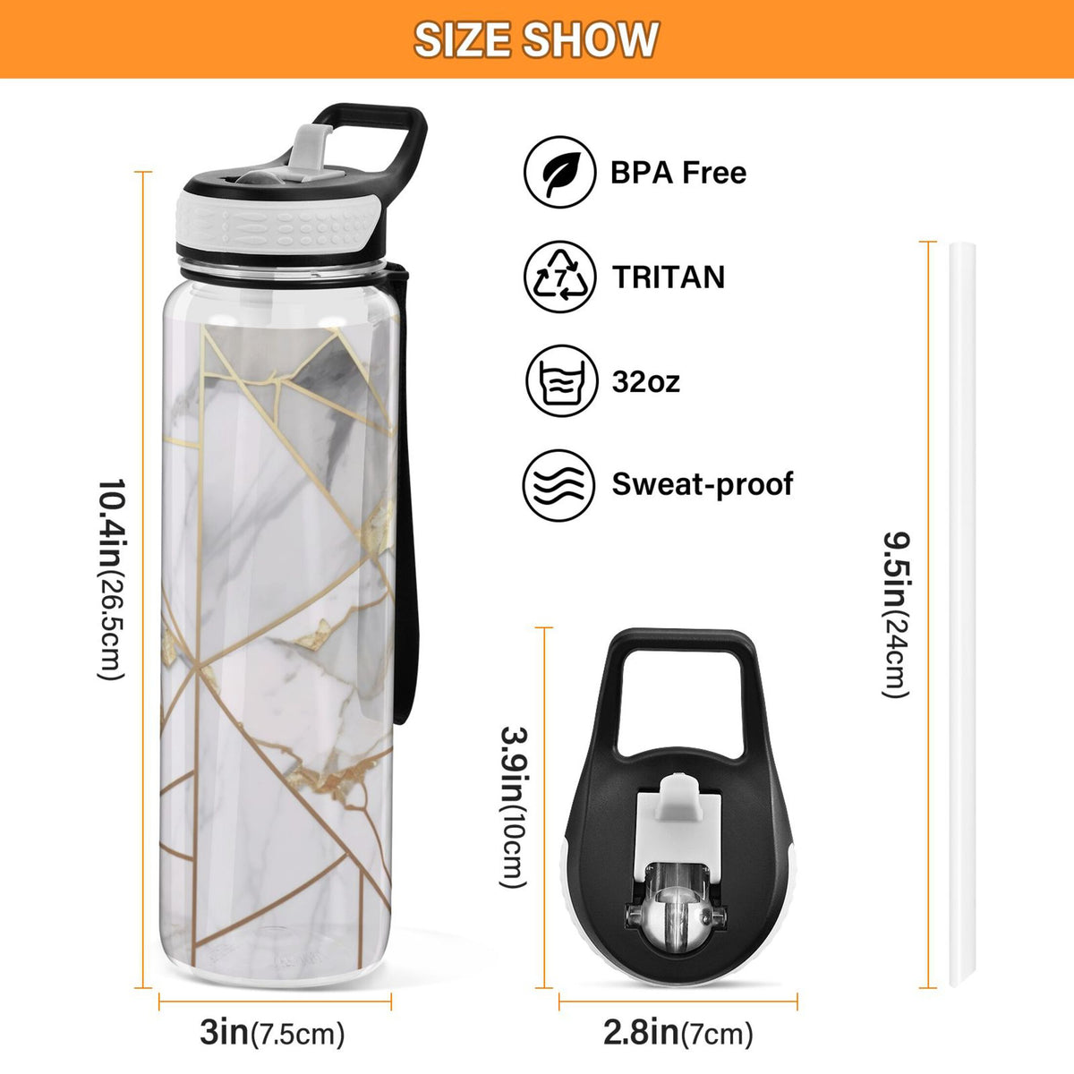 32oz Tritan Leakproof Water Bottle with Straw D512