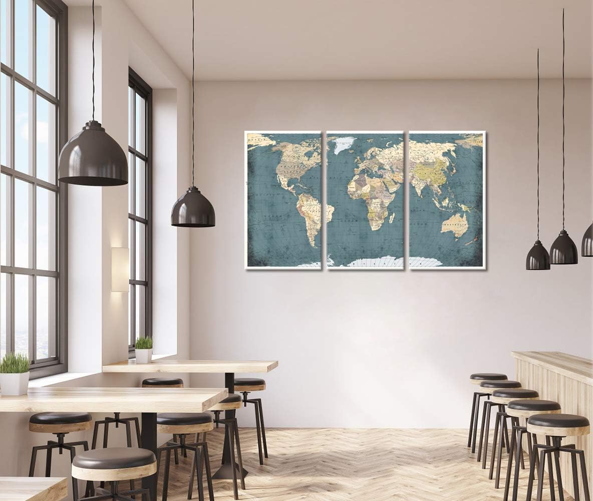 Vintage Blue Map of The World Canvas Prints K27240
