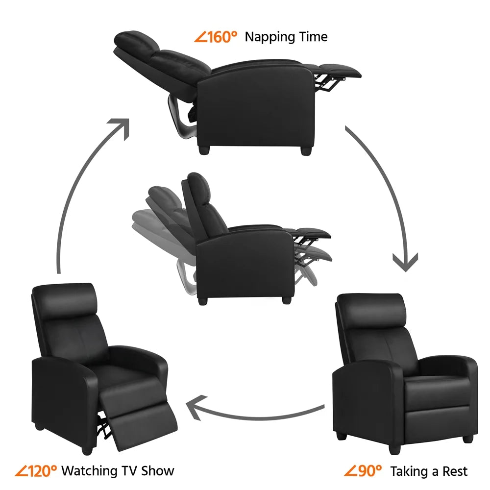 Faux Leather Push Back Recliner S39001