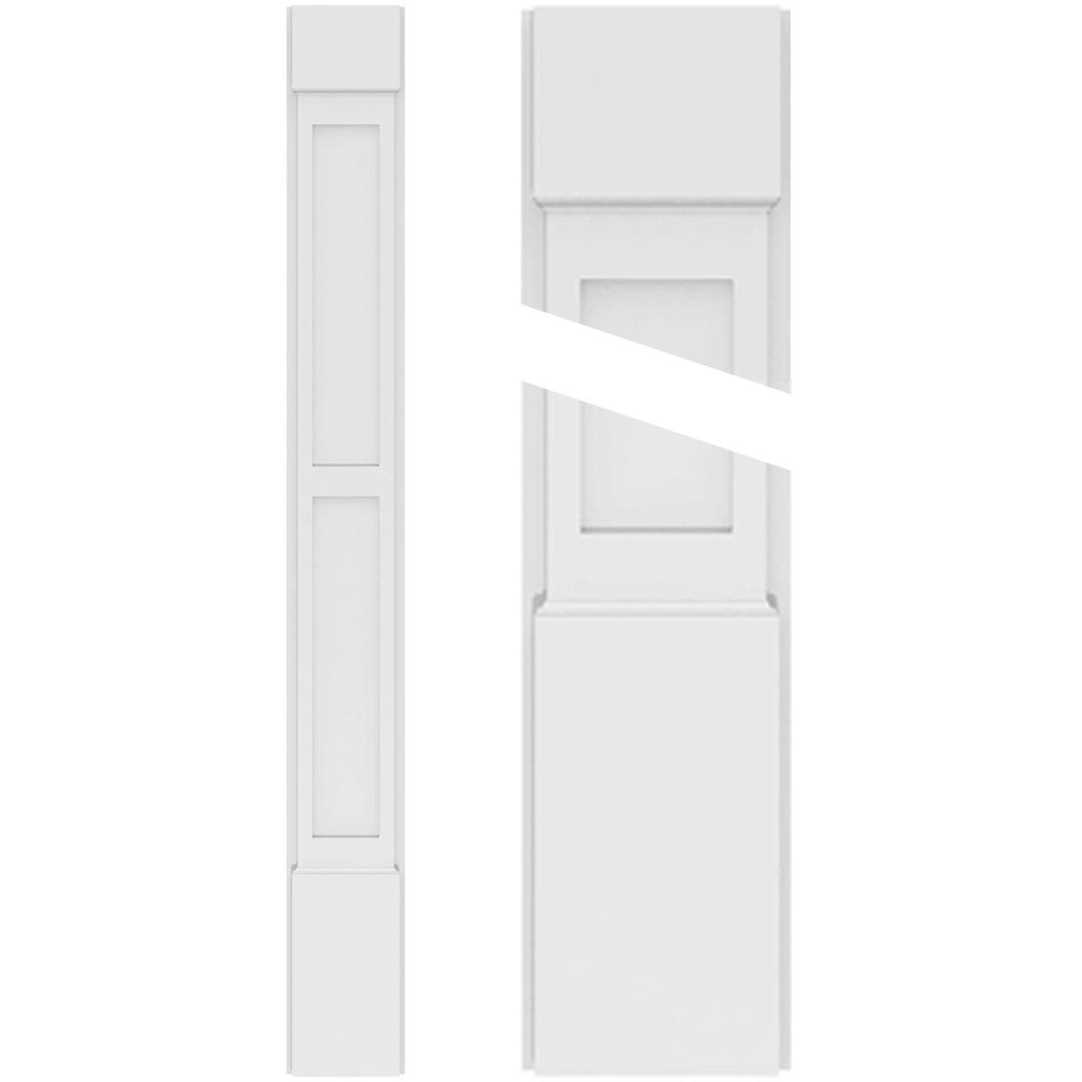 12x22W x 48x22H x 2x22P Two Equal Flat Panel PVC Pilaster with Standard Capital and Base (Pair) K2742