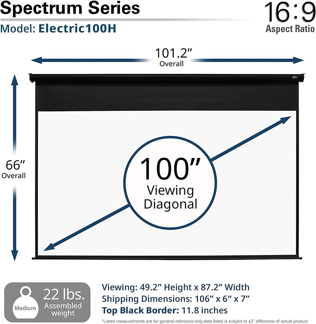 Electric Motorized Projector Screen 100 inch 16:9 to 95" 2.35:1 Black A432862
