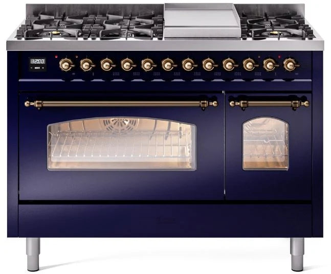 48 Dual Fuel Propane Gas Range Blue Bronze Trim M7154