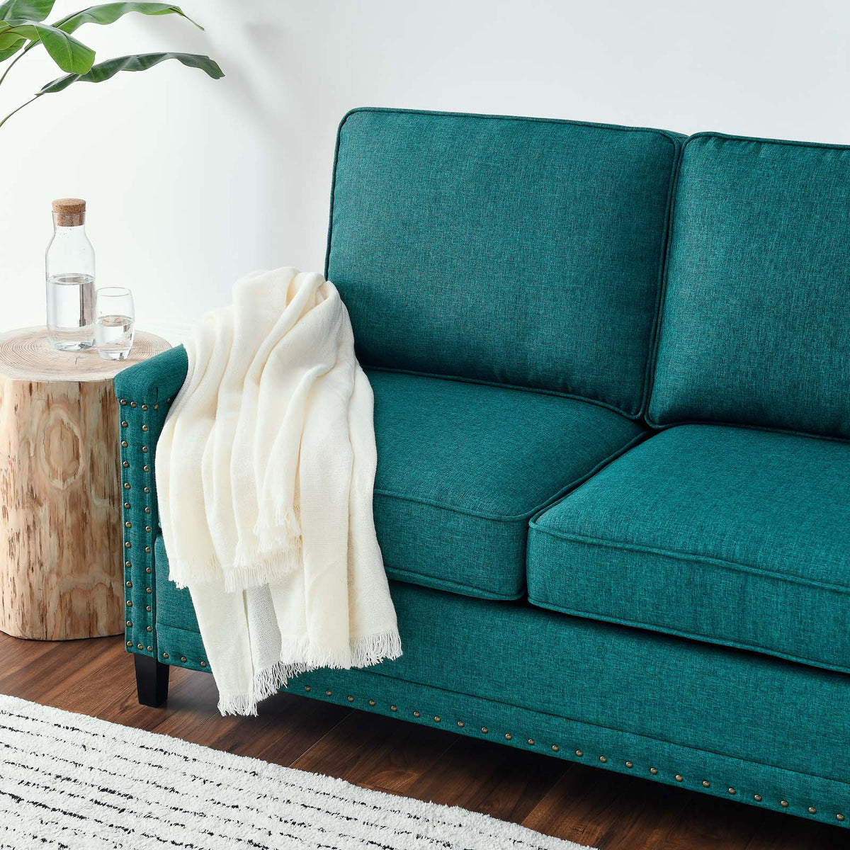 Teal Upholstered Fabric Sofa R929