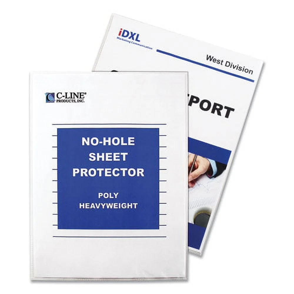 Top-Load No-Hole Sheet Protectors, Heavyweight, Clear, 2" Capacity, 25/bx C218