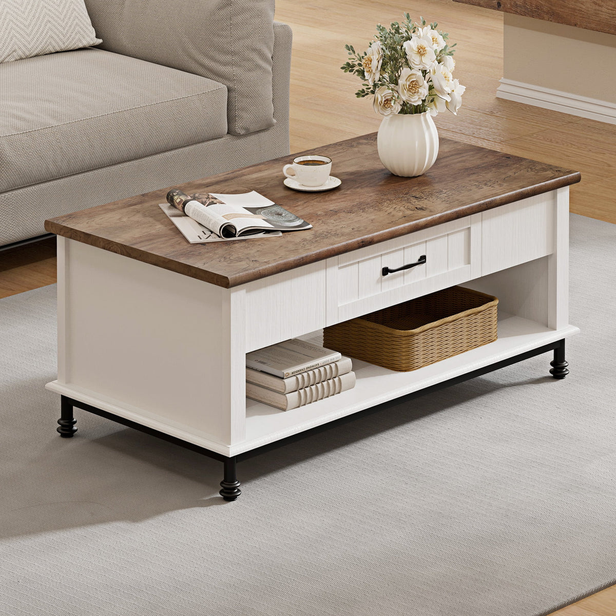 Large Rectangle Coffee Table with Drawer W6437