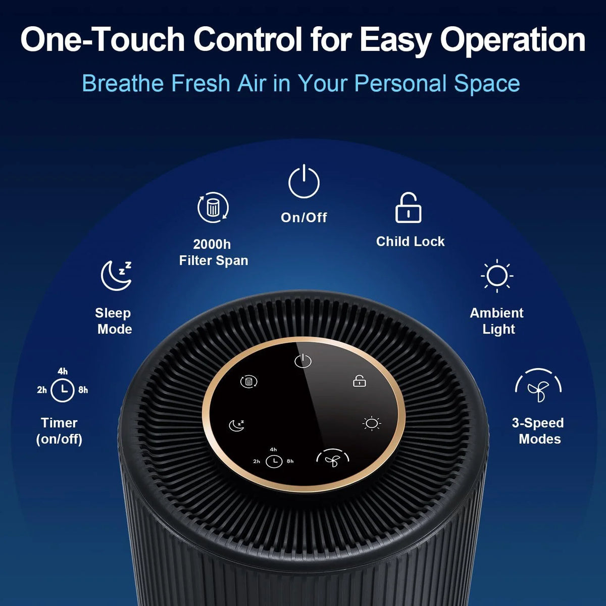 Black H13 True HEPA Air Purifier T748