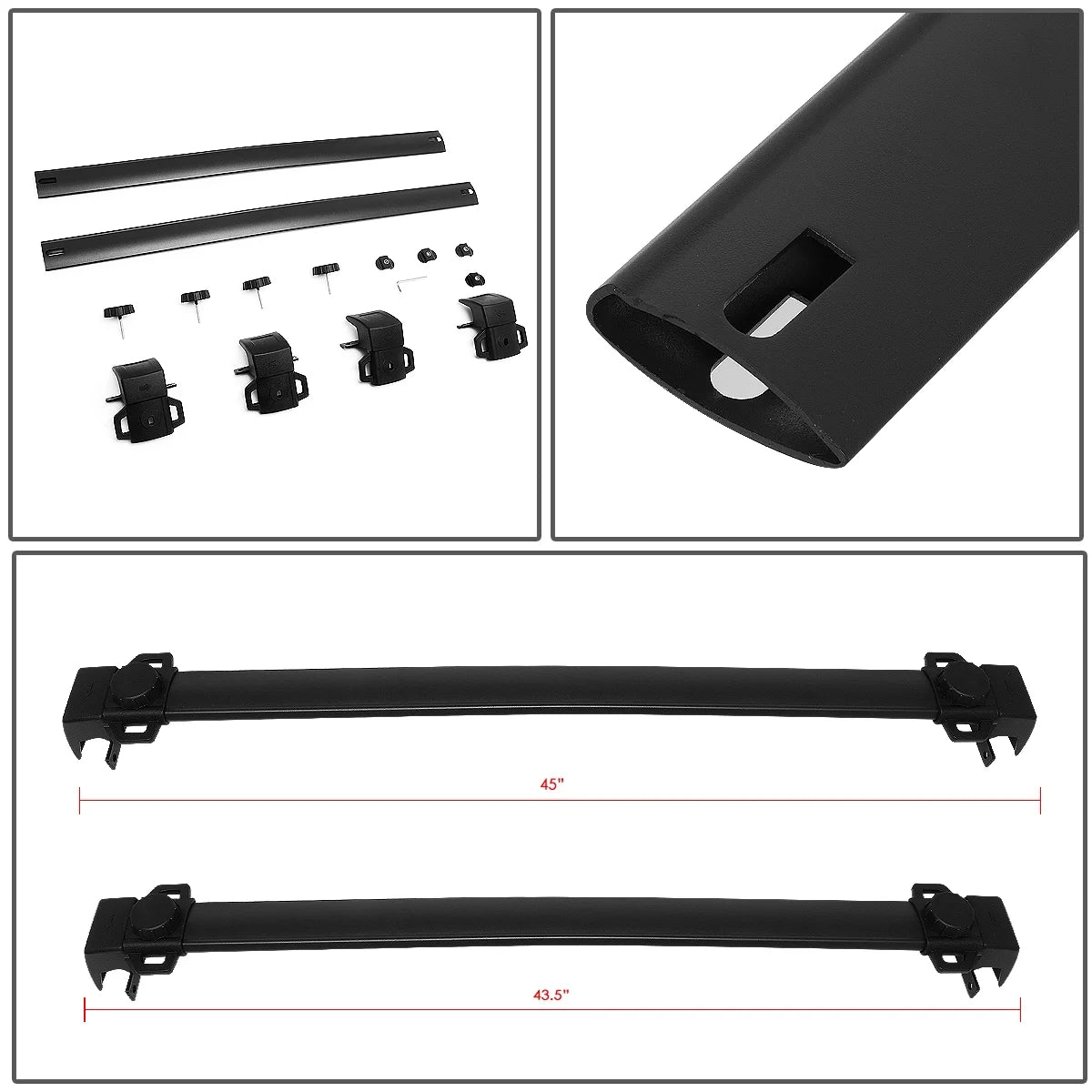 Roof Top Rack Rail Aluminum Cross Bar Cargo Carrier W53789