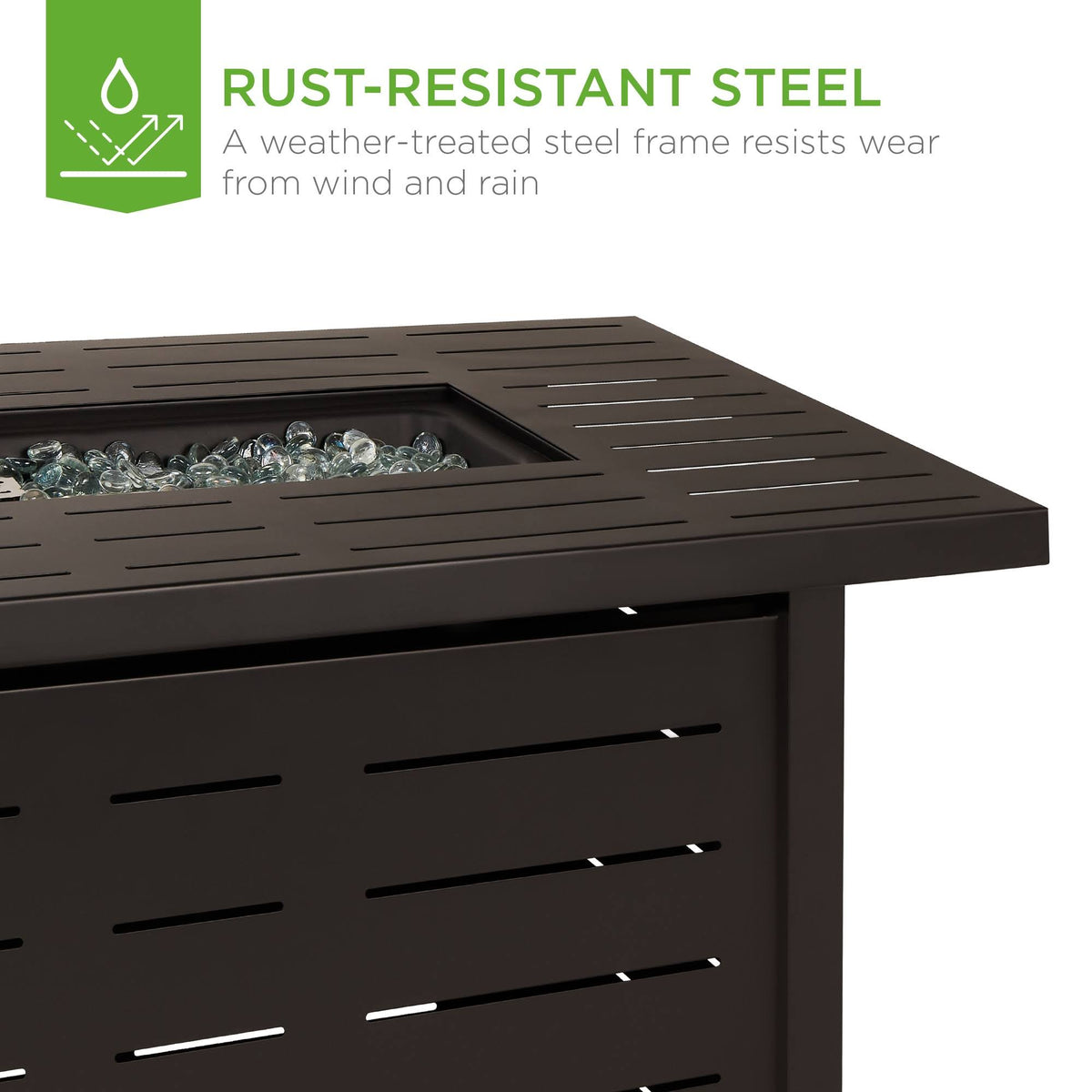 42in Rectangular Steel Propane Fire Pit Table with Cover M7392