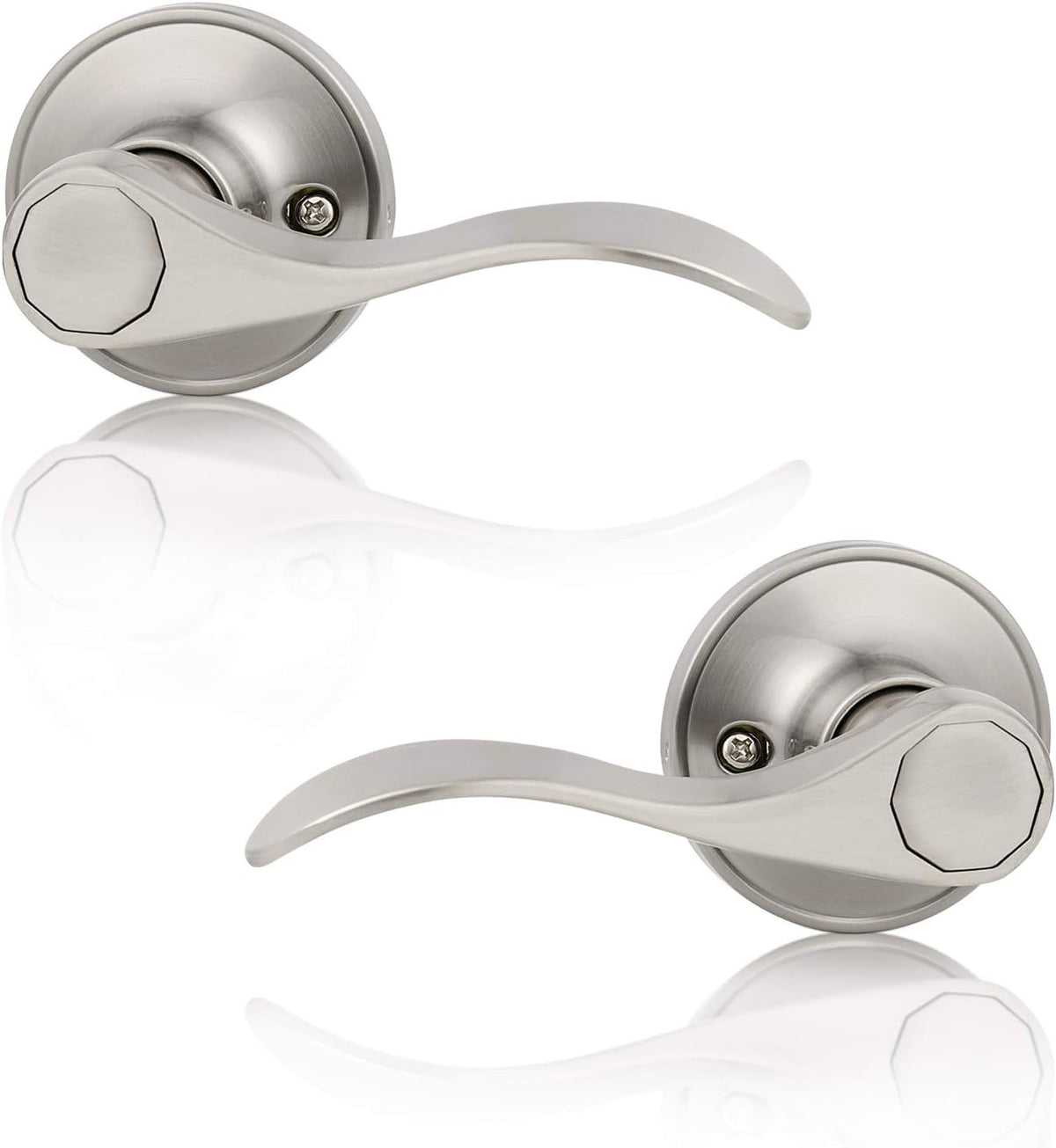 10 Pack Satin Nickel Non-Turning Dummy Door Lever Handle Set I181324