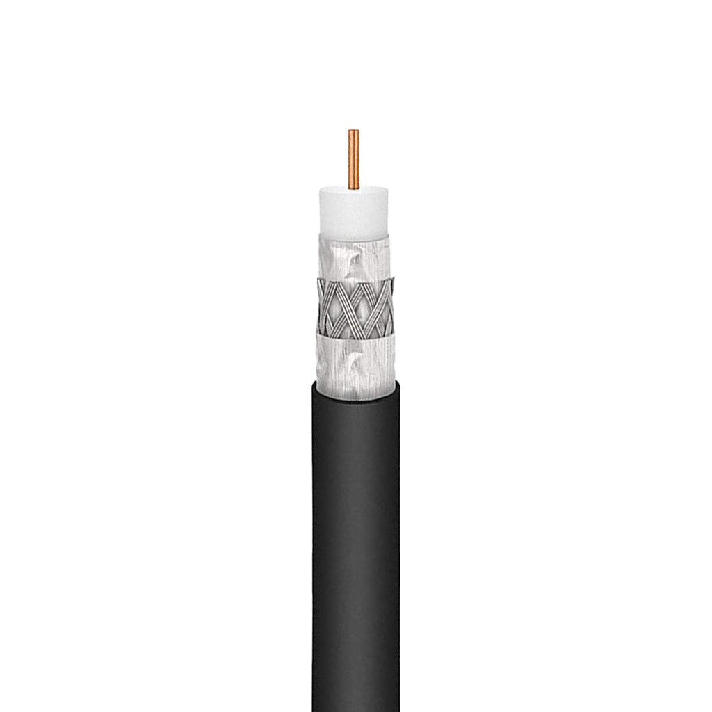 RG11 Coaxial Cable Tri Shield 14AWG Outdoor Direct Burial Gel Flooded Weather Resistant 500 ft Black Jacket U66156