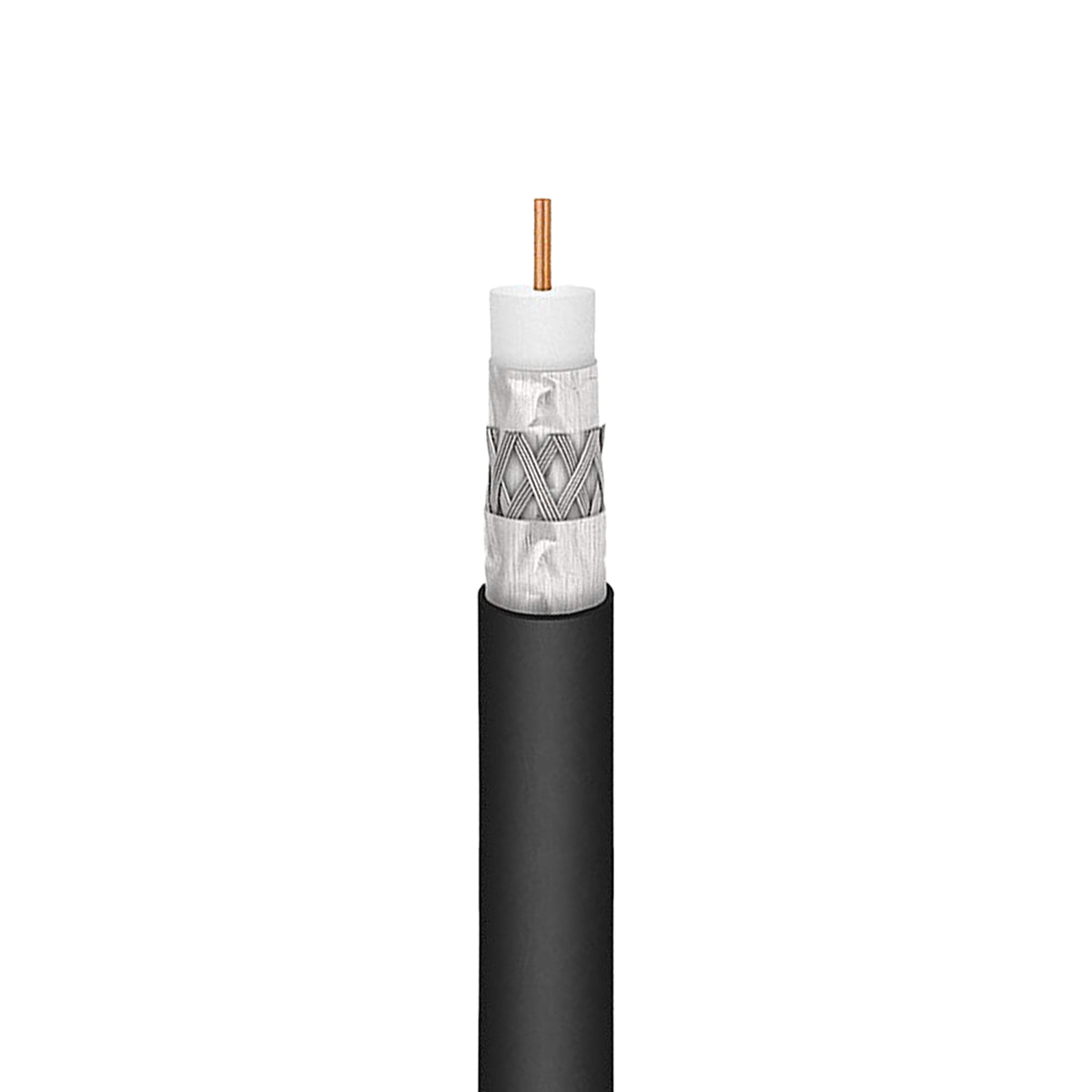 RG11 Coaxial Cable Tri Shield 14AWG Outdoor Direct Burial Gel Flooded Weather Resistant 500 ft Black Jacket U66156