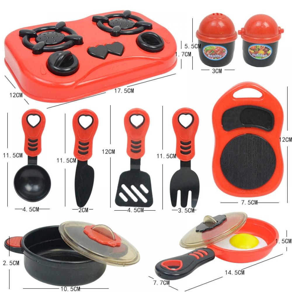 Pretend Play Kitchen Set with Cooktop, Pans, Play Food, Cooking Utensils F33389
