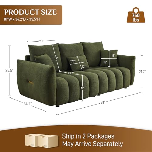 Black Oversized 3 Seater Boucle Sofa with 3 Pillows W5828