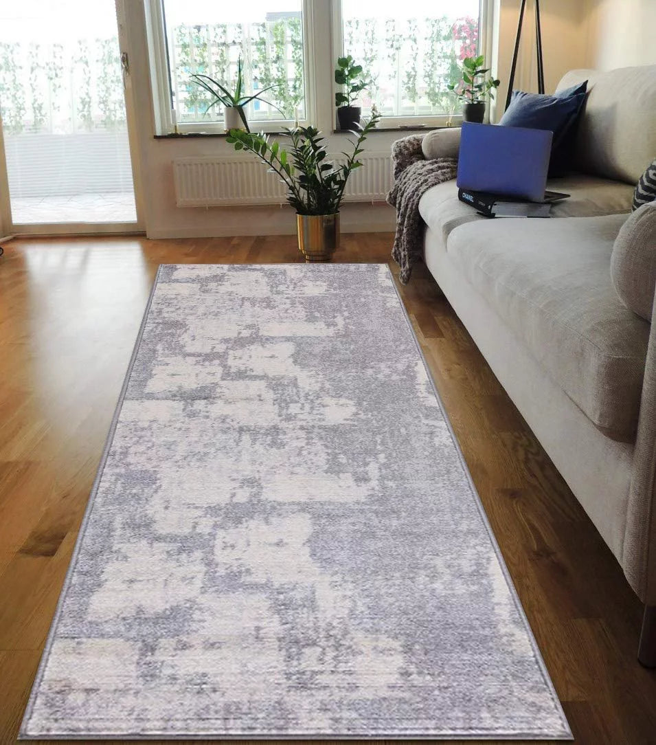 Abstract Silver Gray White Rug X64331