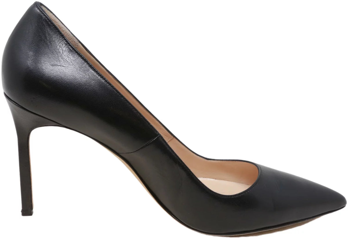 Black Leather Ankle-High Pump X1434