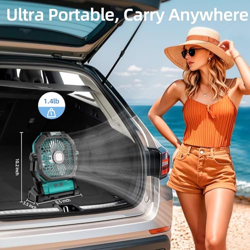 Rechargeable 20000mAh Portable Camping Fan with LED Light V3889