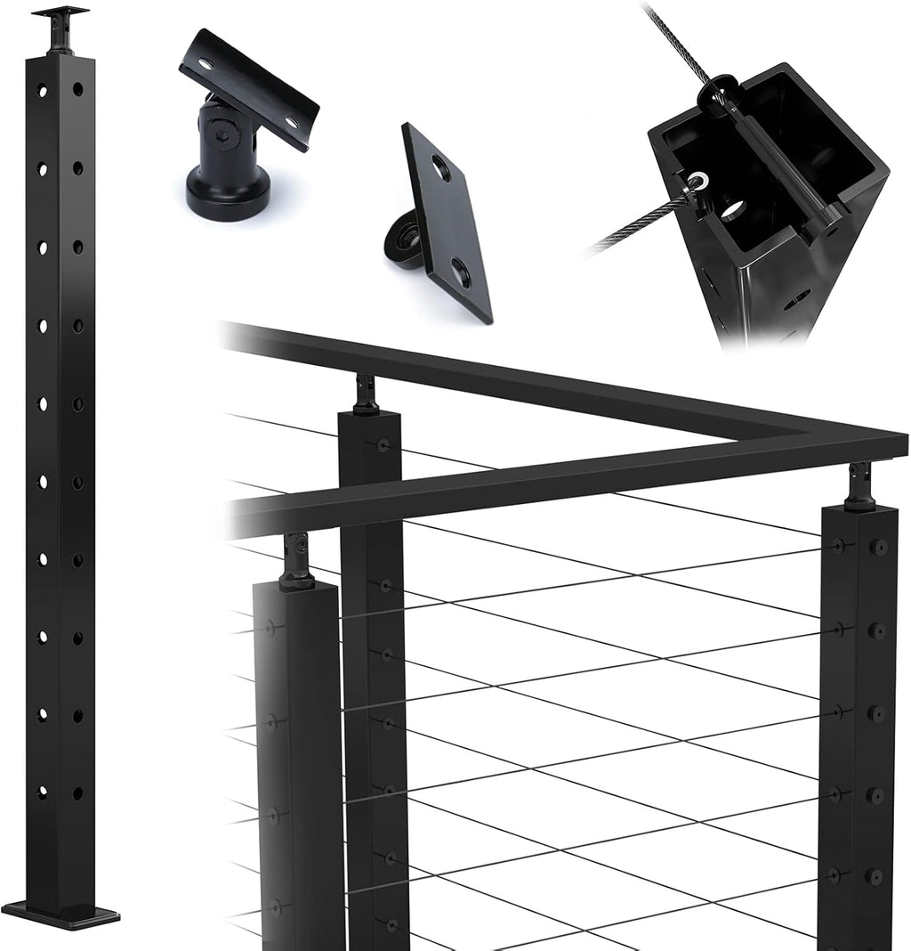 Square 36x2x2 304 Stainless Steel Black Pre-drilled Post G81204