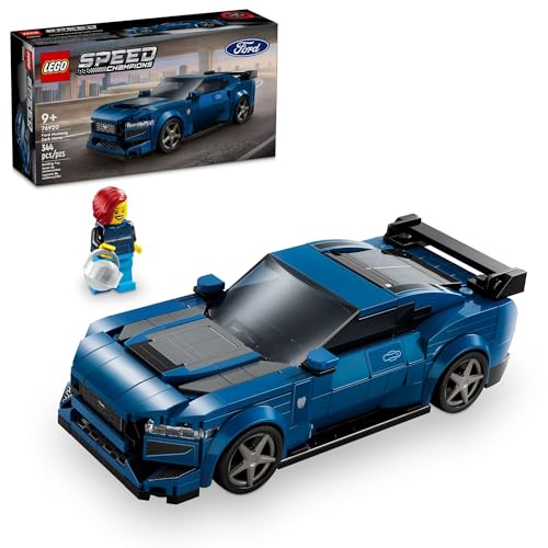 Blue Ford Mustang Dark Horse Sports Car Toy, Buildable Toy Car Model Set, 76920 J10337