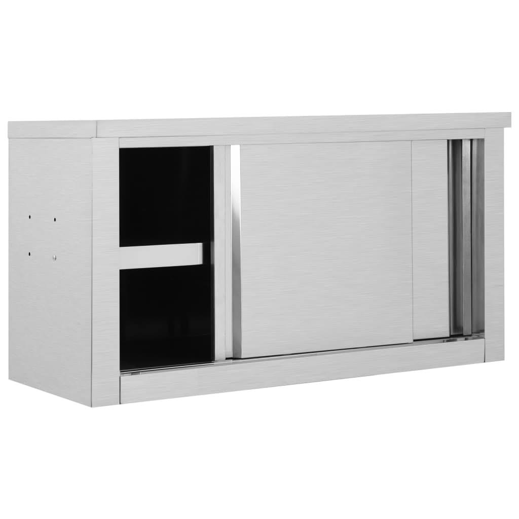 Kitchen Wall Cabinet with Sliding Doors Stainless Steel U246