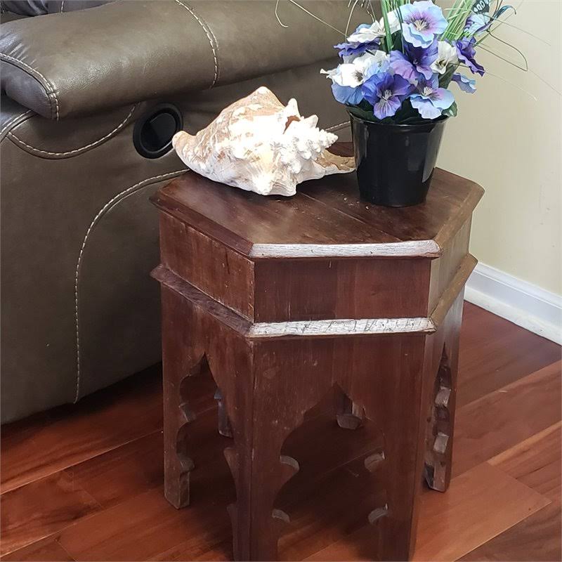 Rustic Brown Reclaimed Wooden Side Table W9570
