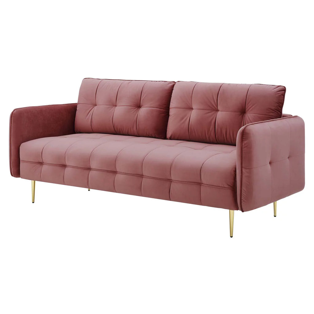 Pink Velvet Tufted Sofa P296