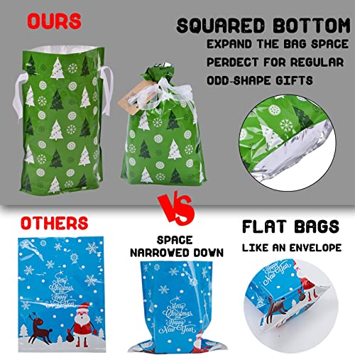 22pcs Drawstrings Christmas Gift Bags Assorted Sizes Reusable Plastic C692