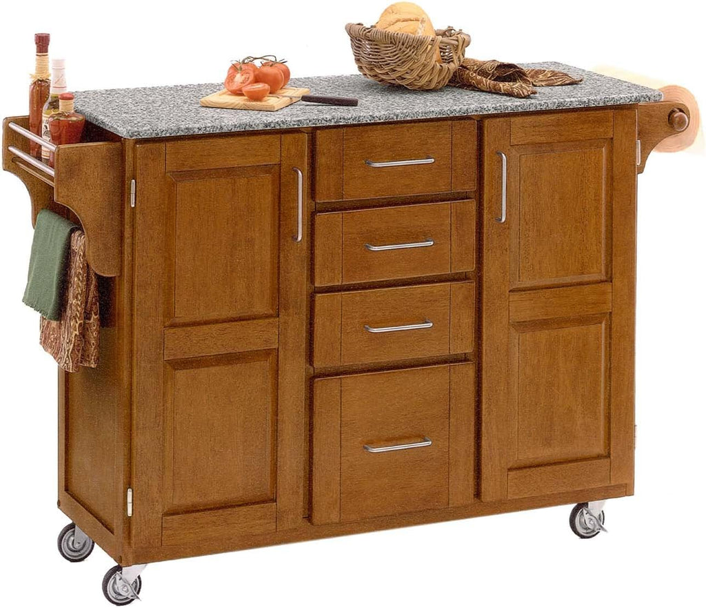 Natural 2 Door Kitchen Cart with Granite Top D970521