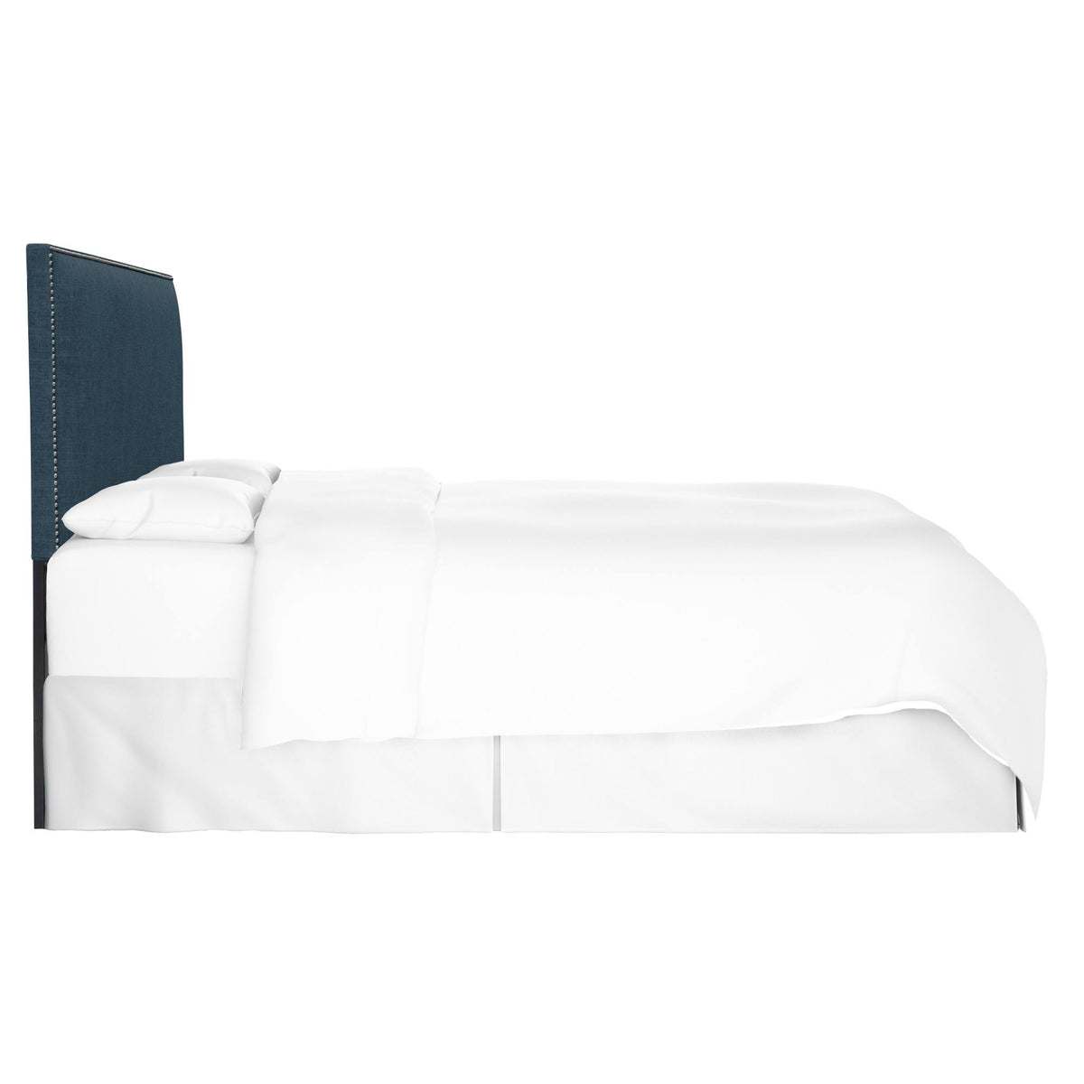 Dark Navy Linen Headboard with Pewter Nailbuttons Q280166