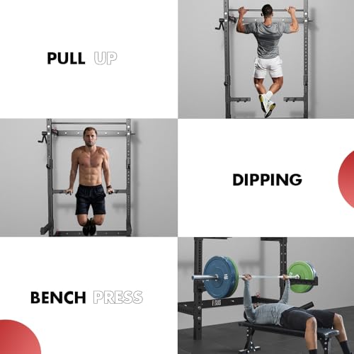 Folding Wall Mounted Squat Rack with Pull-Up Bar I4779
