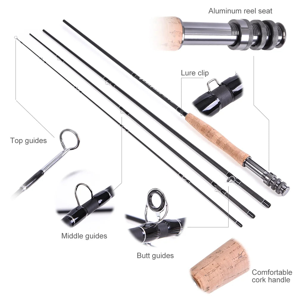 9' Fly Fishing Rod and Reel Combo with Carry Bag 10 Flies H549931
