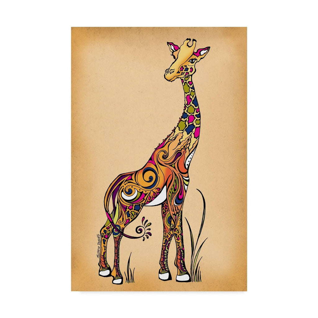 Green Girl Canvas Giraffe Painting E1586