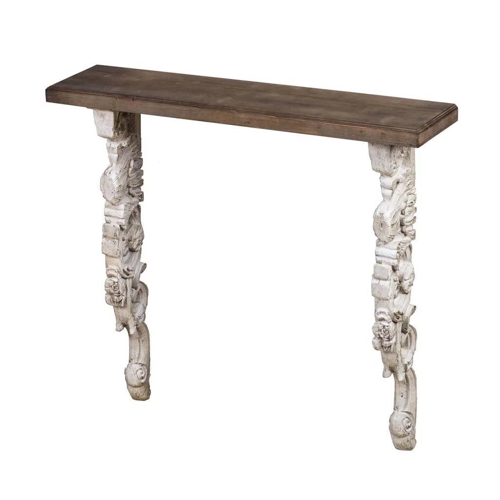 White and Brown Abstract Patterned Wall Mount Shelf M36743