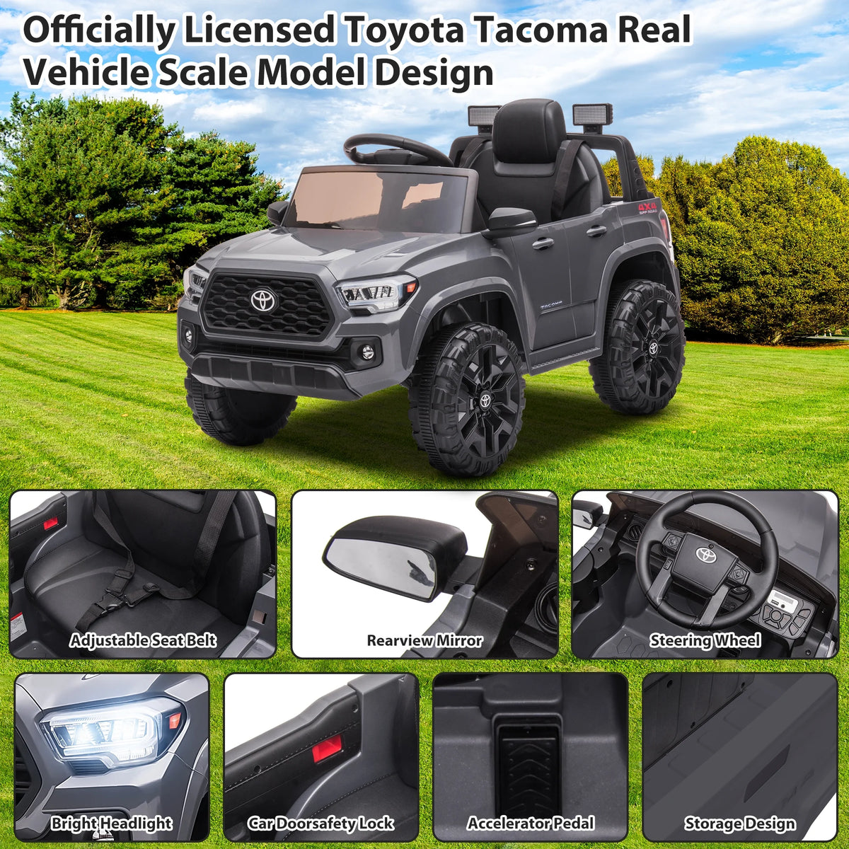 12V Battery Powered Ride on Truck with Remote Control, Gray O49957