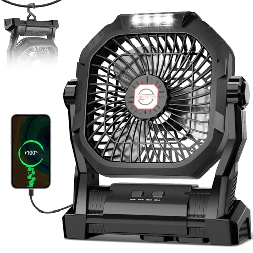 Rechargeable 20000mAh Portable Camping Fan with LED Light V3889