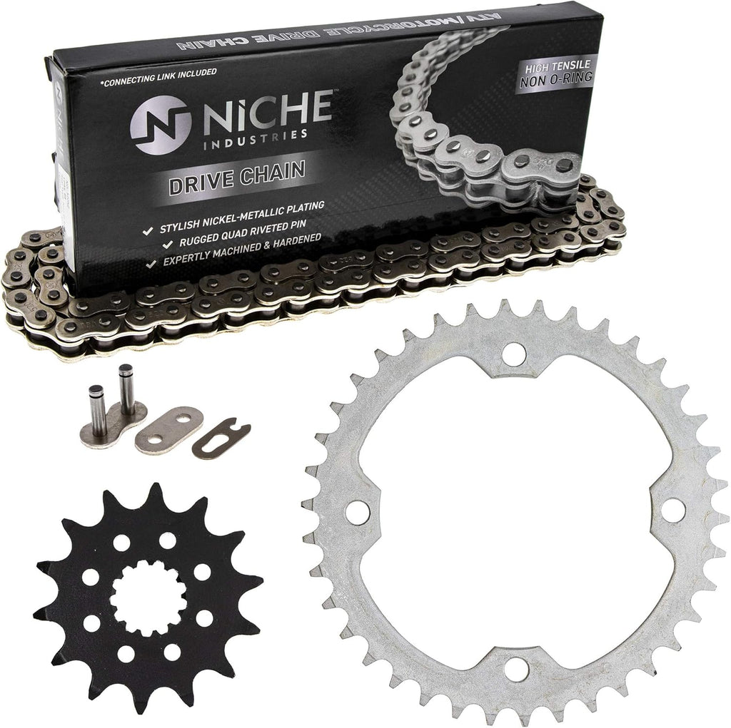 Drive Sprocket Chain Combo Front 14 Rear 38 Tooth 520NZ Standard 98 Links Pack of 2 Z326