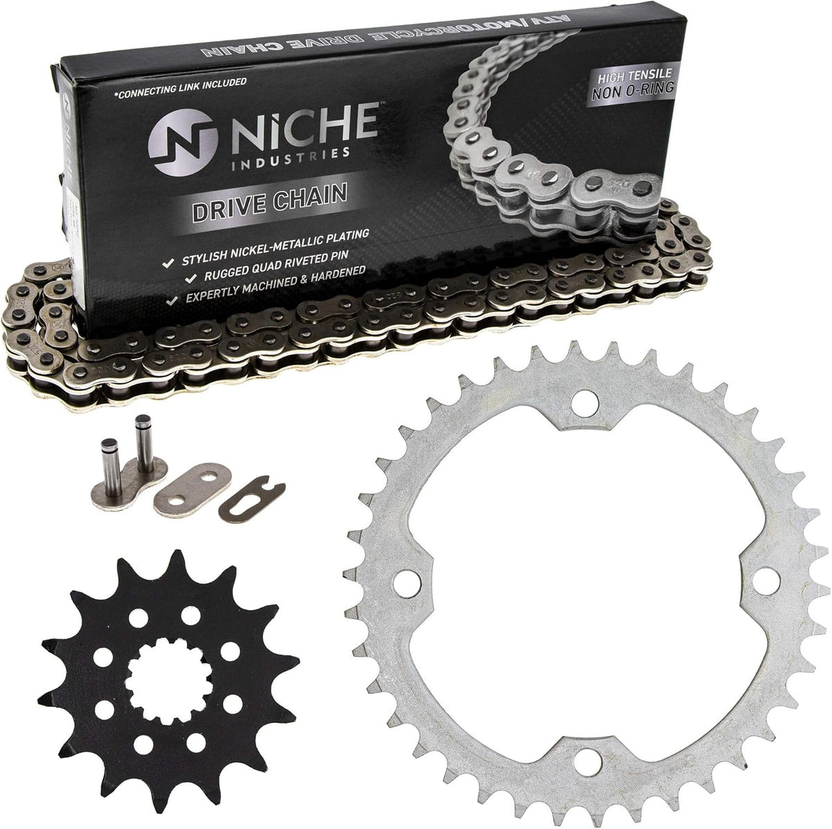 Drive Sprocket Chain Combo Front 14 Rear 38 Tooth 520NZ Standard 98 Links Pack of 2 Z326
