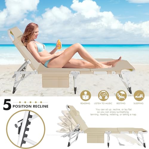 4-in-1 Folding Heavy Duty Chaise with 500LB Load Capacity B6881