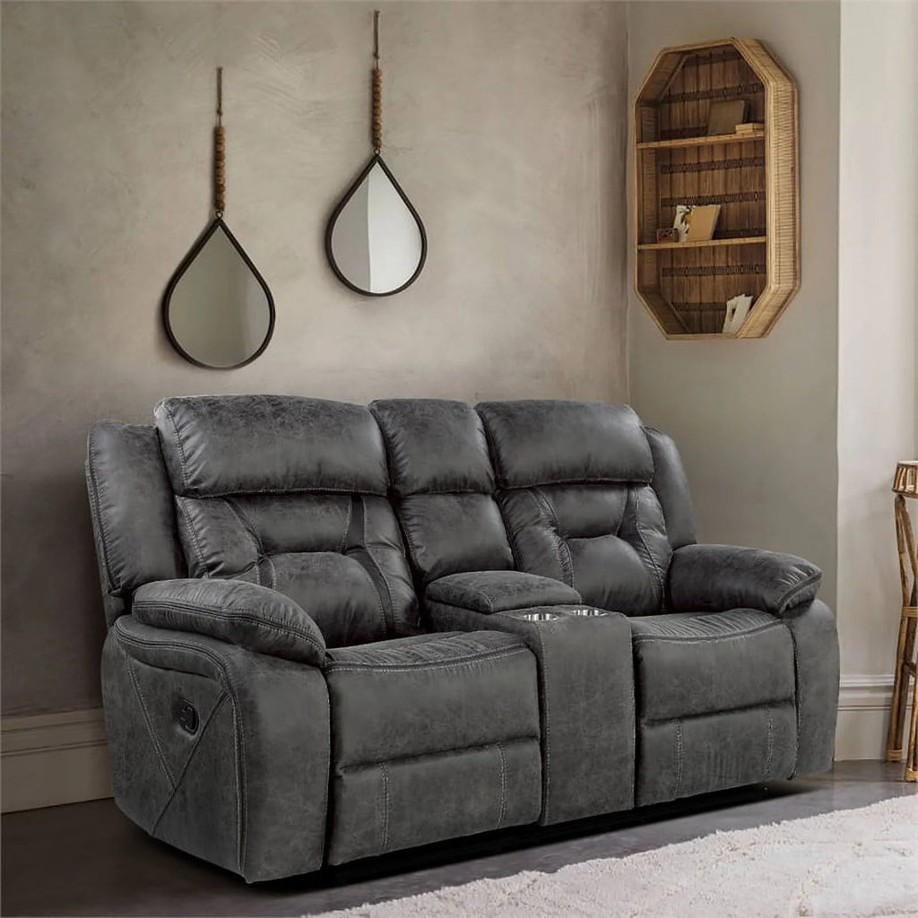 Gray Microfiber Double Reclining Love Seat Y949992