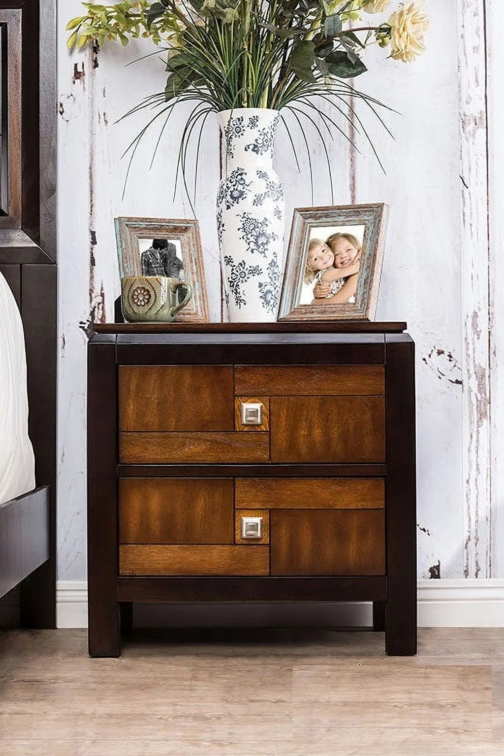 Solid Wood 2-Drawer Nightstand M182967