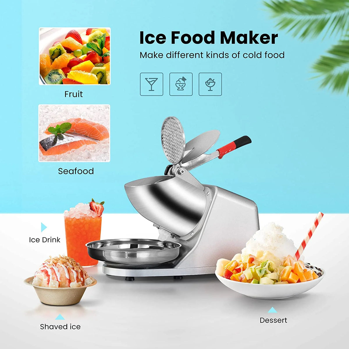 4 Blades Electric Ice Crusher Shaver Snow Cone Maker Machine J4136